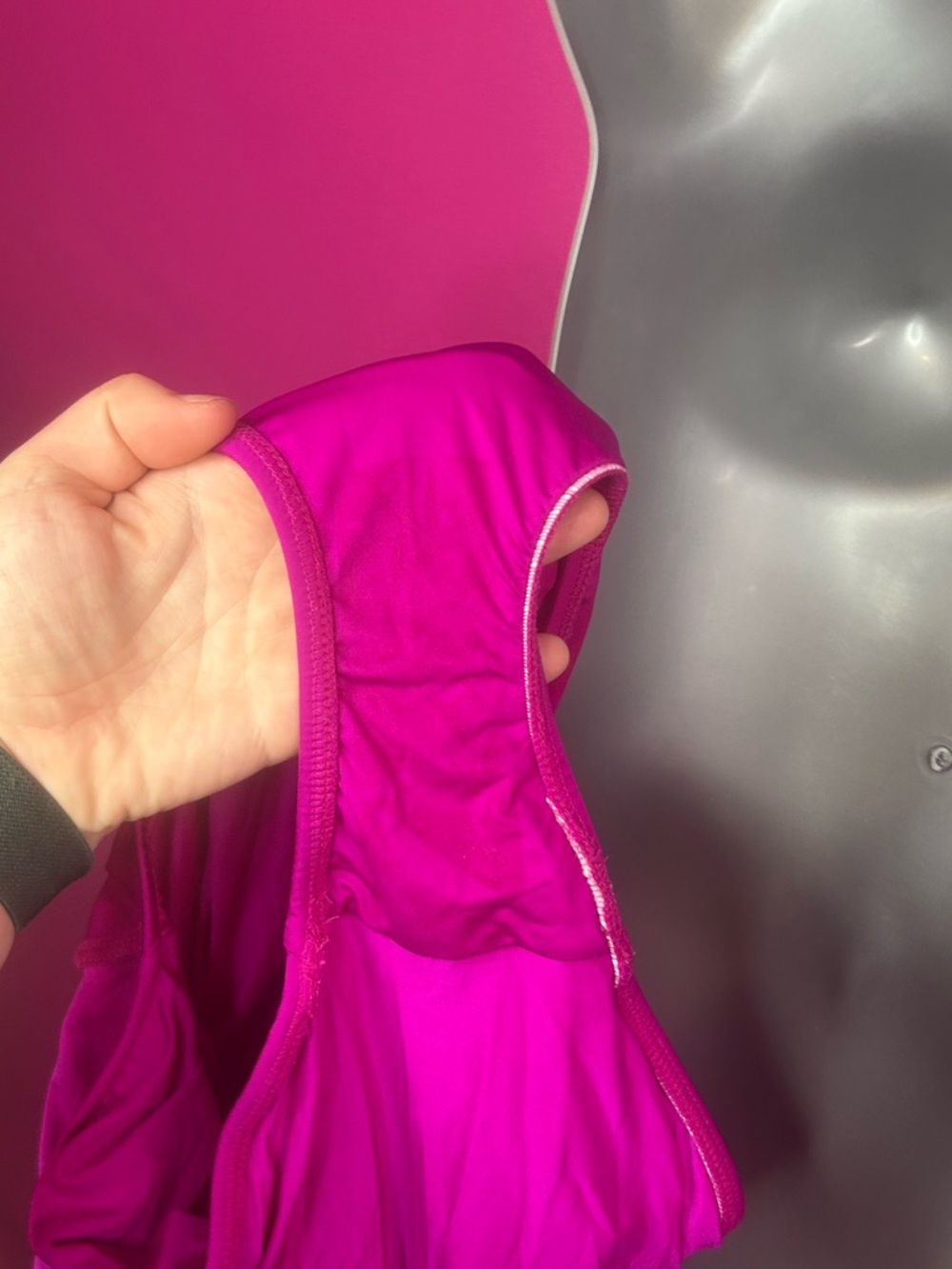 Badgley Mischka Fuschia One-Piece Ruched Swimsuit - Picture 6 of 7
